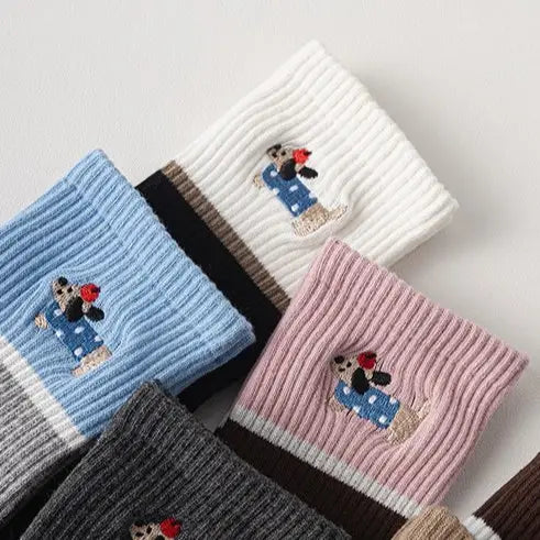 WOOF CLUB Embroidered Crew Grip Socks